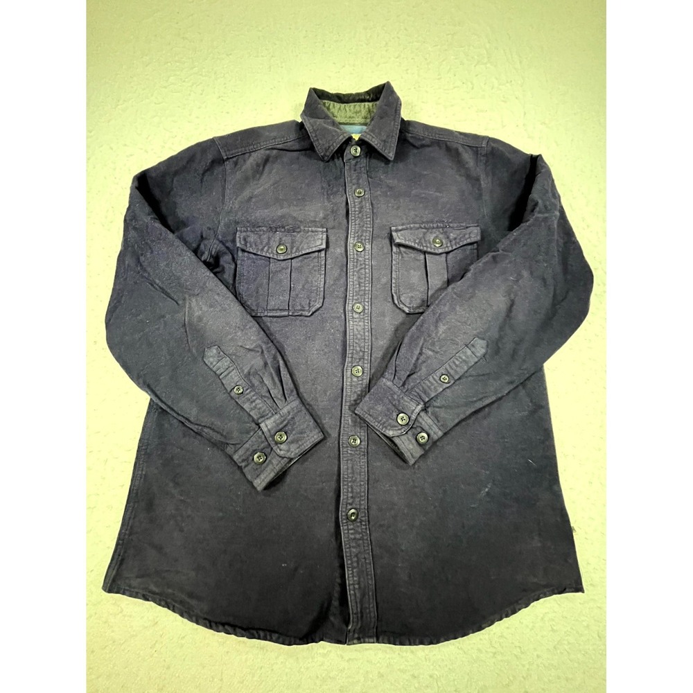 Dakota Grizzly Shacket Mens Medium Navy Blue Cotton Lined Flannel Button Front